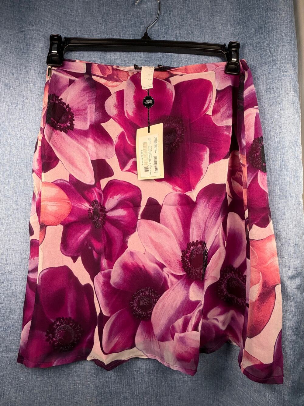 GIANNI VERSACE Couture Silk Floral Asymmetrical Skirt Pink Purple‎ IT 40 NWT